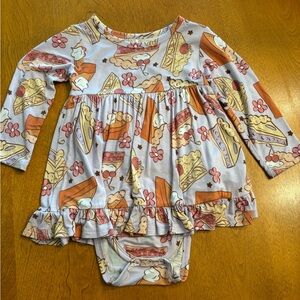 Posh Peanut Pie Love You Long Sleeve Ruffled Bodysuit Dress